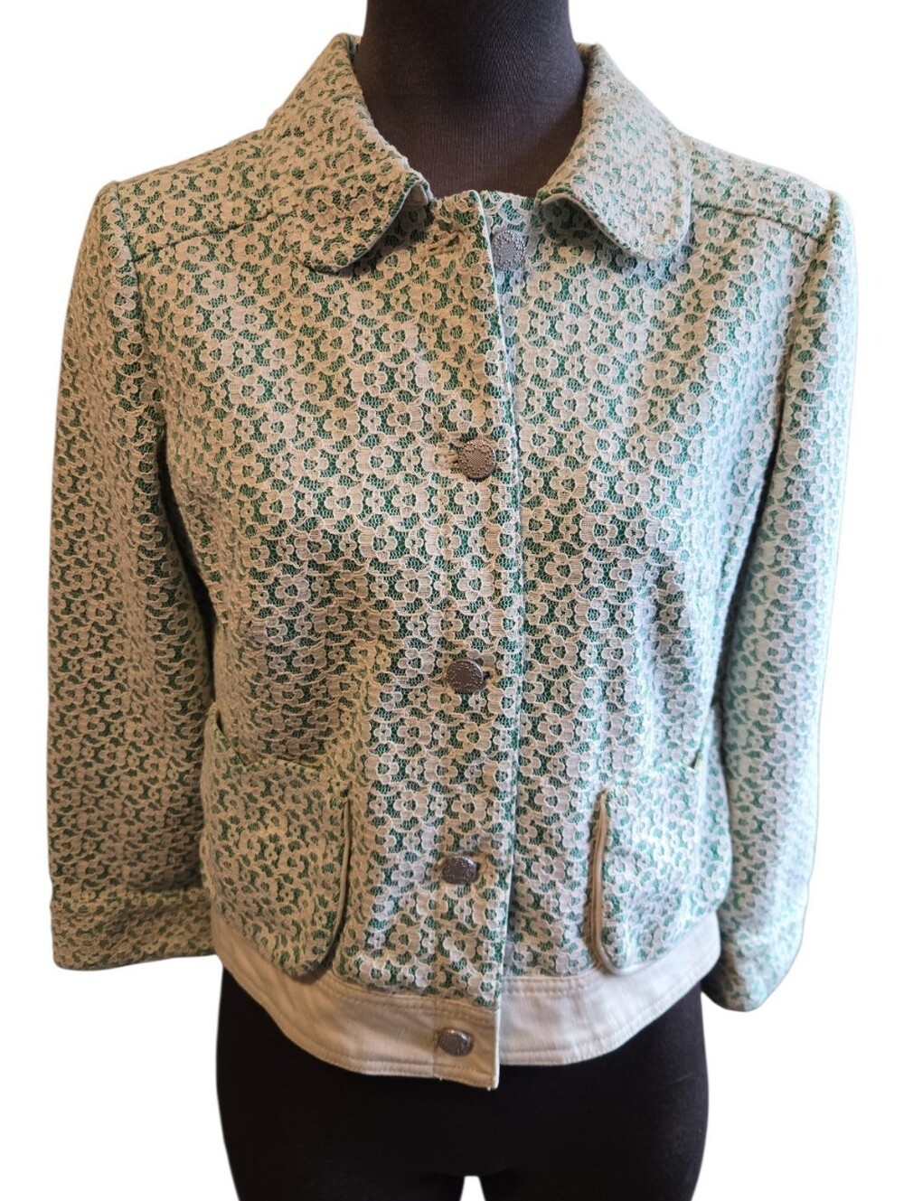 EC Anthropologie Cartonnier Latice Meadow Lace Cropped Jacket